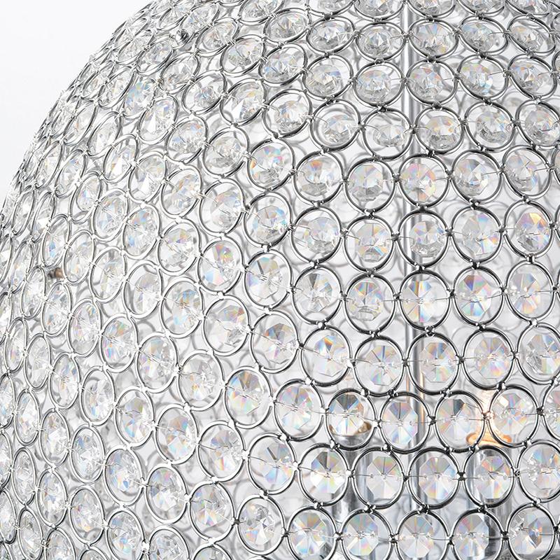 Modern Round Ball Iron Chandelier for Dining Room Bedroom Dia 40CM Led Lamps Simple Crystal Chandeliers Lustre Hanging Lighting