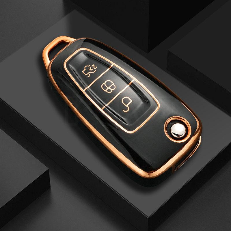 TPU Faltbarer Autoschlüssel-Etui Abdeckung Tasche Schlüsselanhänger für Ford Focus C-Max S-Max Galaxy Mondeo Ranger Transit Tourneo Custom Styling