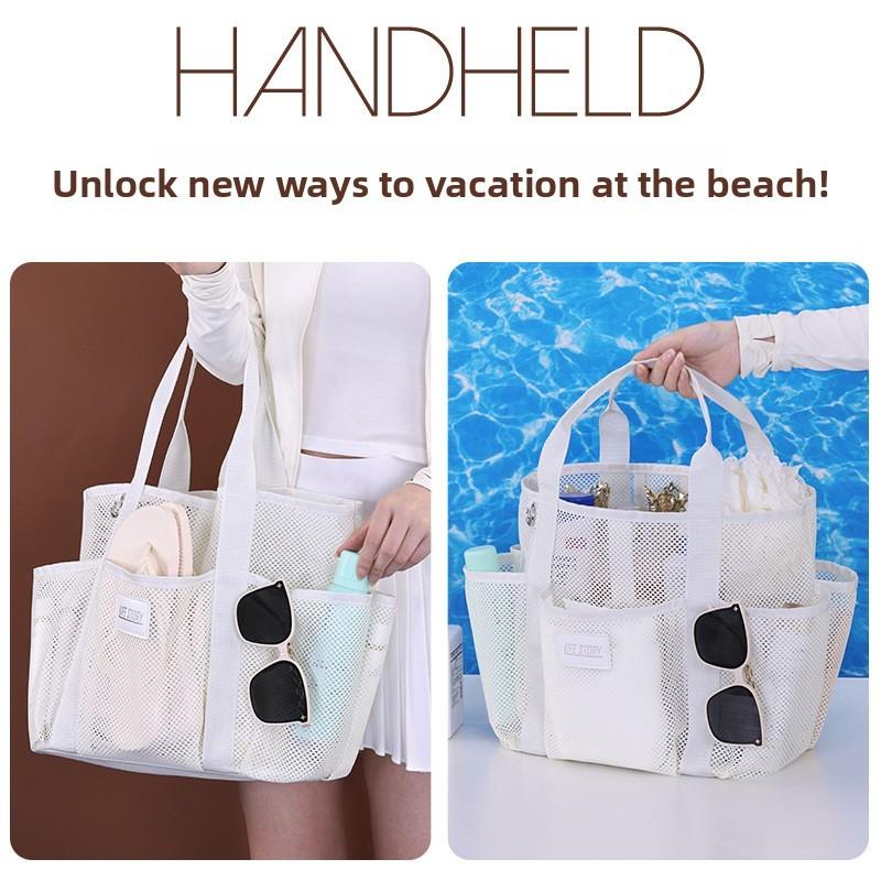 Beach Tote Bag With Mesh Material For Travel And Swimming Gear Storage
