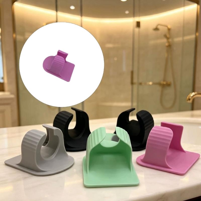 Tub Edge Drink Glass Holder Plastic Bathroom Storage, Space-Saving Single Cup Rest for Smooth Wall Side Placement