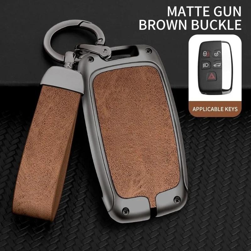 Zinc Alloy Leather Car Key Case Cover Keyless Protection Shell For Land Rover A9 Range Rover Sport Evoque Freelander Discovery