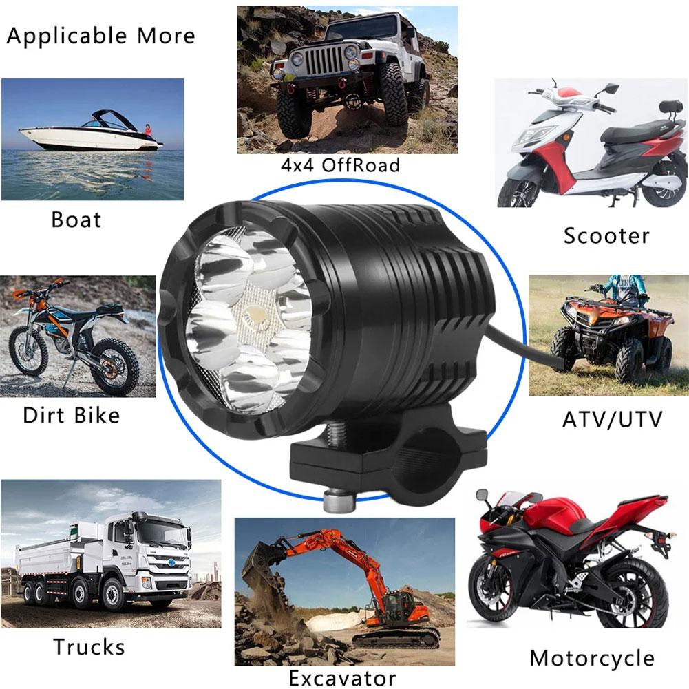 6 Chips Additional LED Headlights For Motorcycle High/Low/Strobe Long Range Lights Moto Fog Light Auxiliary Motocross Spotlight
