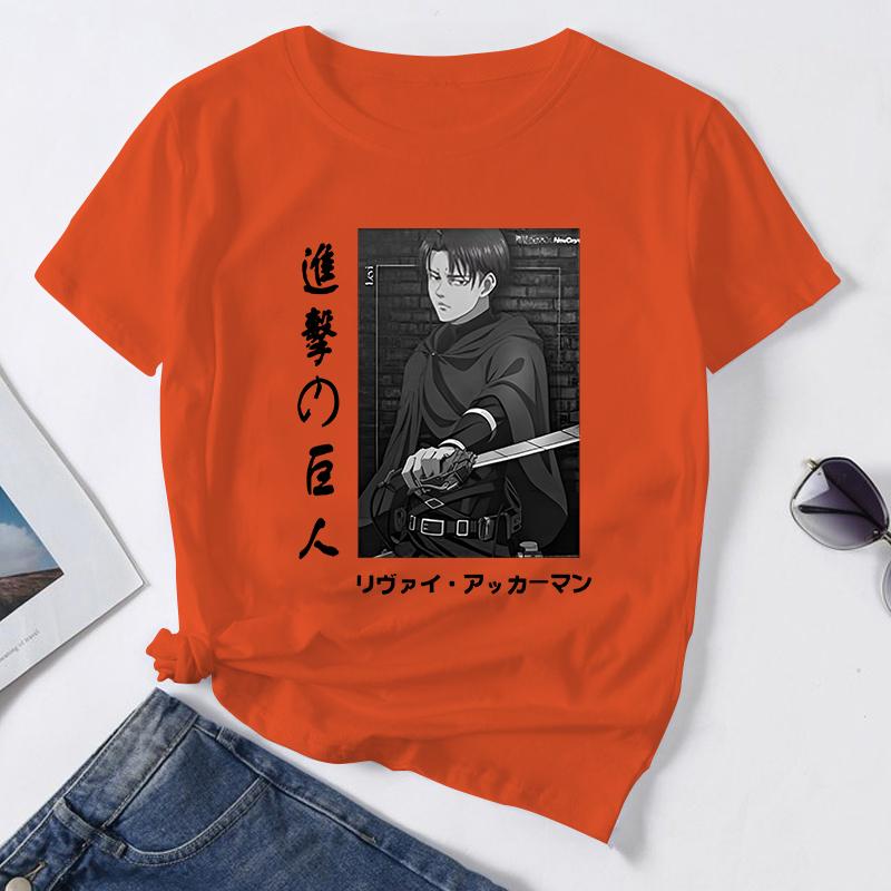 Summer Hot Anime Levi Ackerman Clothing Female Loose Women T-shirt Punk Dark Grunge Streetwear Ladies Top Gothic T Shirts
