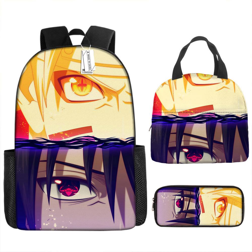 Naruto Schoolbag Elementary School Boys Large Capacity Schoolbag Lunch Bag Pencil Case Three-piece Set