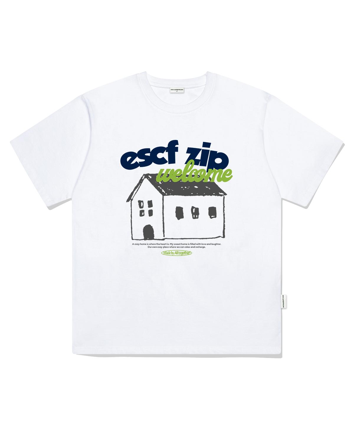 Escape From Welcome House Print Oversized Short Sleeve T-Shirt White L