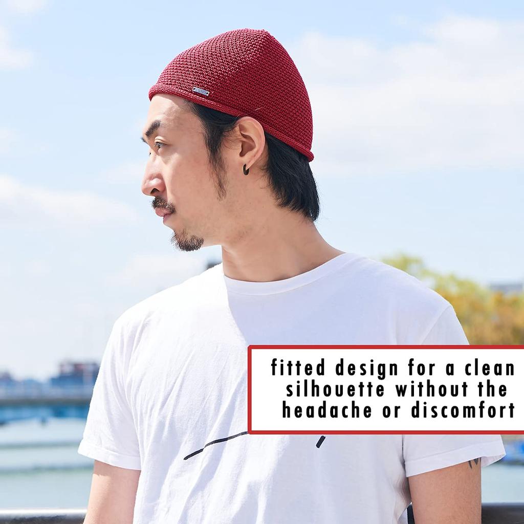 CHARM Linen Stretch Islamic Hat Shallow Islamic Hand Men's [Free Size/Navy] Hat, Washable, Fall/Winter