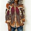 Plus Size Ladies Long Sleeve T Shirt Vintage Floral Printed Casual Loose Daily Blouse