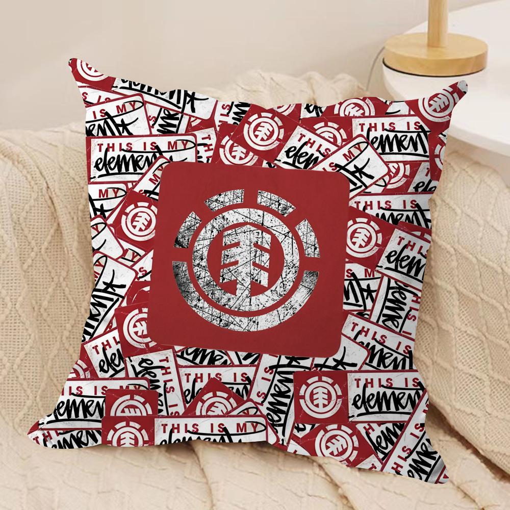 E-Element Logo Cushion Cover Silky Short Plush Sofa Pillow Cover Hidden Zipper Soft Dustproof Case for Home Decor
