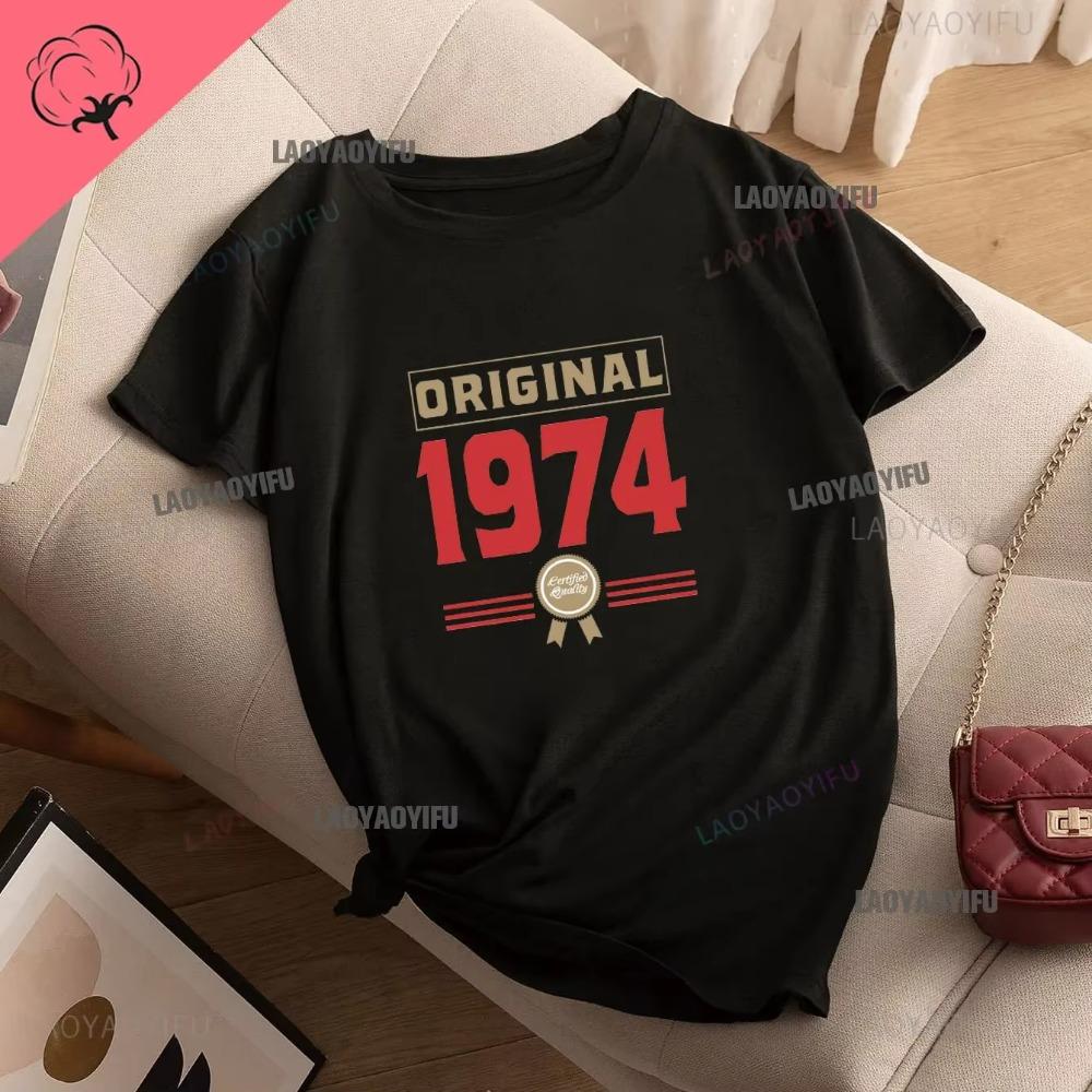 Vintage Funny Made in 1974 All Original Parts T Shirt Graphic Streetwear Short Sleeve Birthday Gifts Summer Cotton Tshirt Men