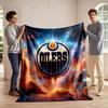 Oilers Logo In Cosmic Background Print Blanket Soft and Cozy Perfect for the Living Room Bed Sofa or a Nap,gift