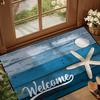 Starfish Shell Vintage Wood Paneled Decorative Carpet Non Slip Water Absorbent Entrance Mat Home Decoration