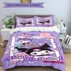 3pcs Kuromi's Birthday Celebration Quilt Set Cartoon Themed Bed Quilt Set Lovely Character Bedroom Decor Bed Quilt Set Four Seasons (1 Cover + 2P