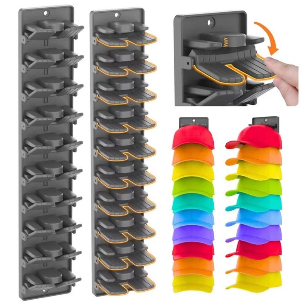 Built-In Spring Clips Hat Display Rack Strong Adhesive Multi-layer Baseball Caps Organizer Practical Sturdy