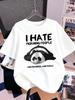 Cute Panda Hate Morning Prints TShirts Womens Cotton Summer Short Sleeve Tops Comfortable Soft ONeck T Shirt Casual Clothes