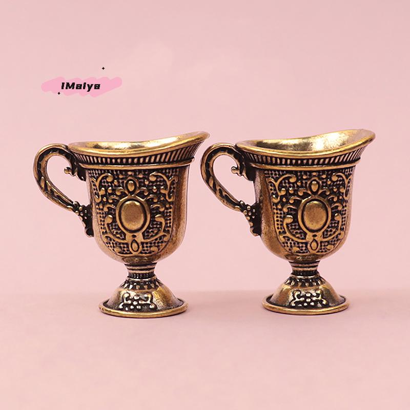 M-1Pc Antique Small Copperware Buddha Tea Set Retro Copper Teacup Brass Keychain Pendant Home Living Room Decoration Crafts Gift