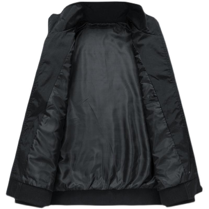 Arbeitsjacke Warme Jacke Herren Frühling und Herbst Stehkragen Lässig Herbstkleidung Locker und Gutaussehend Fliegender Revers Top Herbst