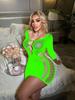 Long-sleeved ripped sex underwear foreign trade one-piece tights mesh coat hollow backless hip skirt w844