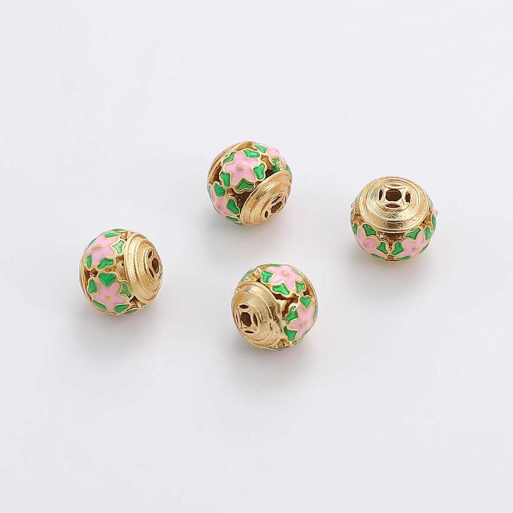 Perline Dorate Sabbiate in Ottone Diamante Intagliato Distanziatore Perline Sfuse Per Collana Braccialetto Fai da Te Gioielli Artigianato Accessori