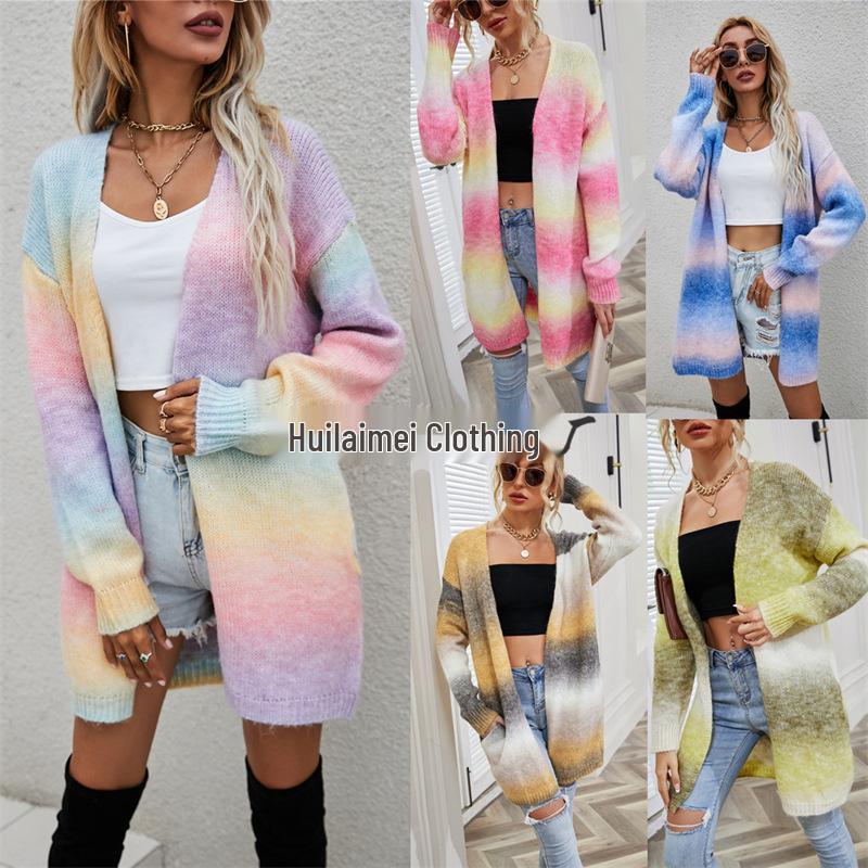 Cardigan en maille arc-en-ciel Hiver 2026 Grande Taille pour Femme