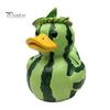 Creatieve Figuur voor Slaapkamer Whimsical Watermeloen & Pitahaya Eend Figuur, Grappig Hars Beeldje, Schattige Dierlijke Verzamelobjecten Bureau Decoratie Huis