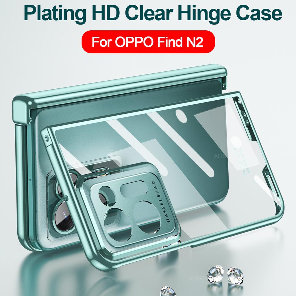 Capa For Oppo Find N2 Case Hinge Plating Transparent Full Protection With Front Screen Glass Clear Hd Cover For Find N2 5g Cases