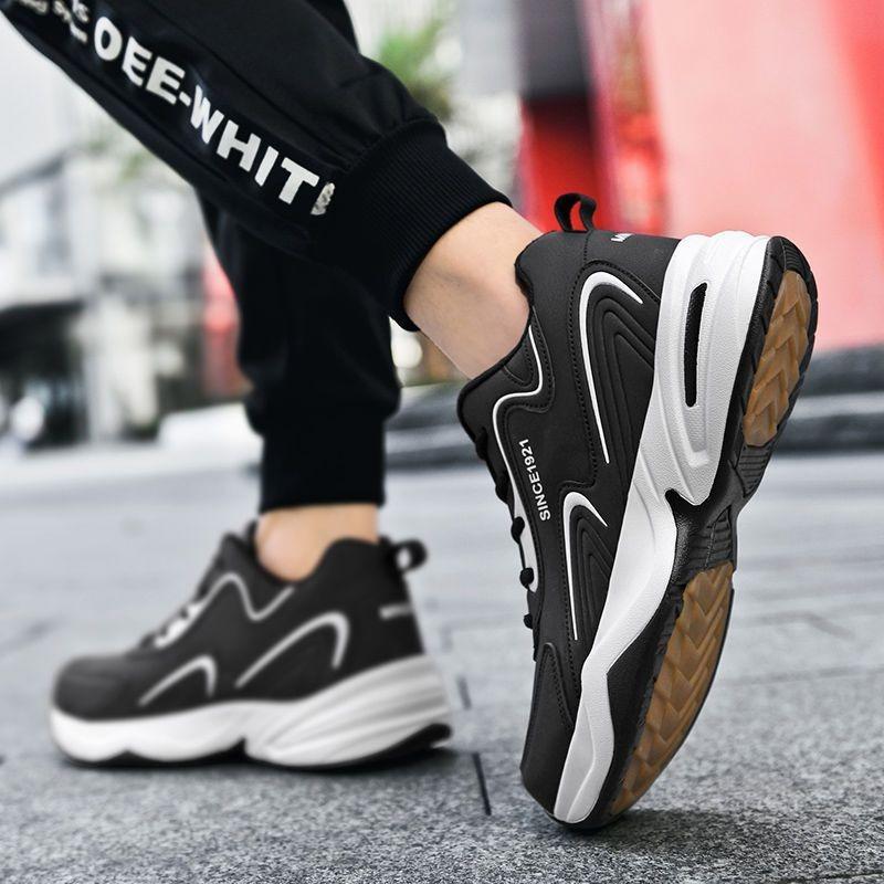 Autumn and Winter Beef Tendon Sole Non-slip and Wear-resistant Shoes Men's Black Leather Waterproof Sports Shoes Men's Velvet Thermal Cotton Shoes