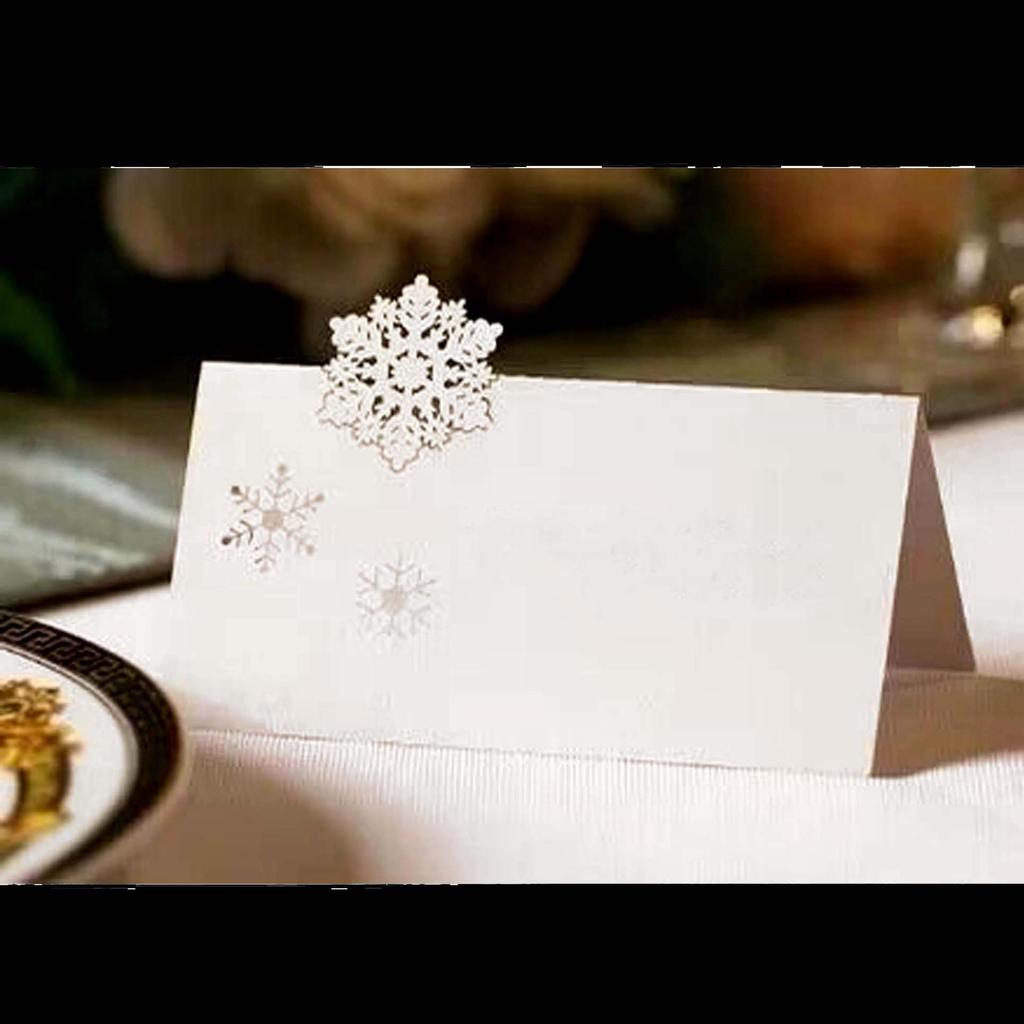 White Snowflake Deer Table Number Cards for Christmas