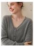 Women's V-neck Pure Cashmere Knit Cardigan - Soft & Fluffy Autumn/Winter Layer