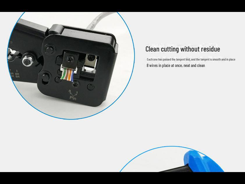 MANCOM 6P8P Crimping & Wire Stripping Pliers, EZ Multi-Color Through-Hole Crystal Head Network Cable Tool