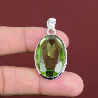 Ciondolo Ametista Verde Sfaccettata Pietra Preziosa Originale Ciondolo Fatto a Mano Ciondolo in Argento Sterling 925 Gioiello Incredibile Ciondolo Imponente Regalo Per la Mamma