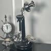 Drehwahltelefon Retro Nickel-Finish Schwarzes Kerzenständer-Telefon Stil Schreibtischdekoration Viktorianisches Heimbüro Akzent