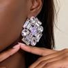 Silver Needle Rhinestone Zirconia Water Drop Cross Earrings - Luxurious, Exquisite, and Personalized Ear Studs.