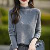 Women's Carved Jacquard High Neck Sweater: Spring/Autumn Long Sleeve Knit Top