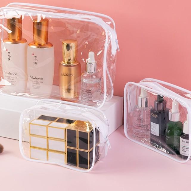 Neceser impermeable de PVC de tres piezas: gran capacidad, portátil y con cremallera.