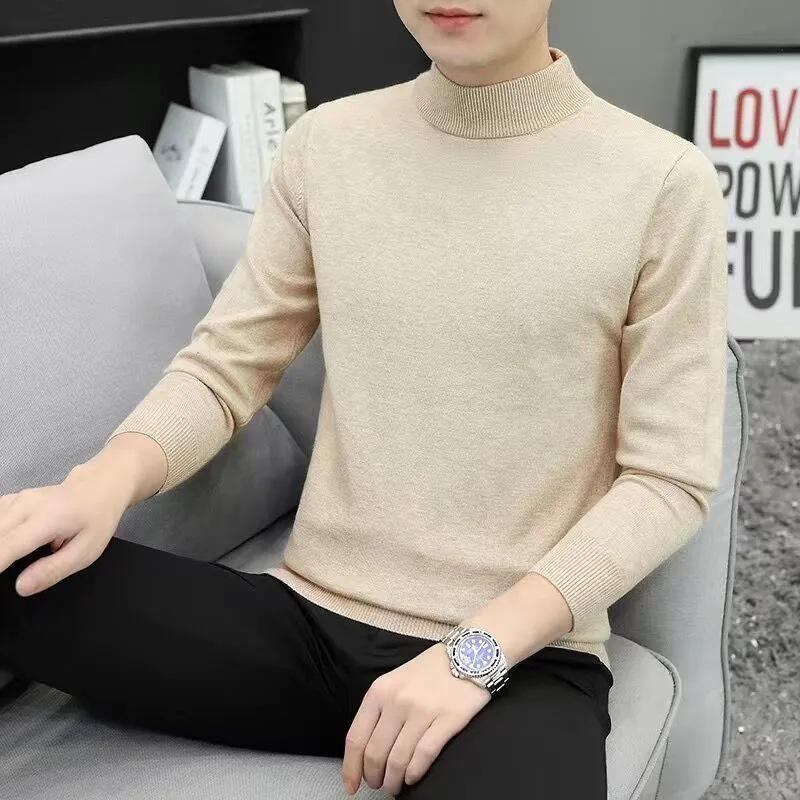 Men's Slim Fit Black Knit Half Turtleneck Sweater
