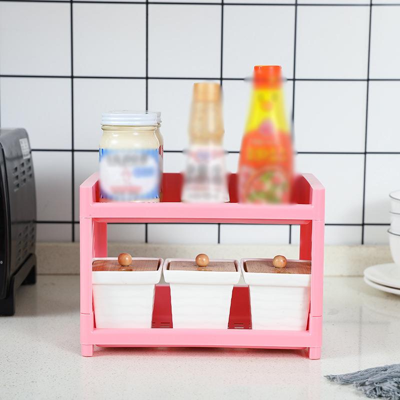 1PC PP Desktop Double Layer Storage Rack Rectangular White Organizing Student Desk Office Cosmetics Stationery