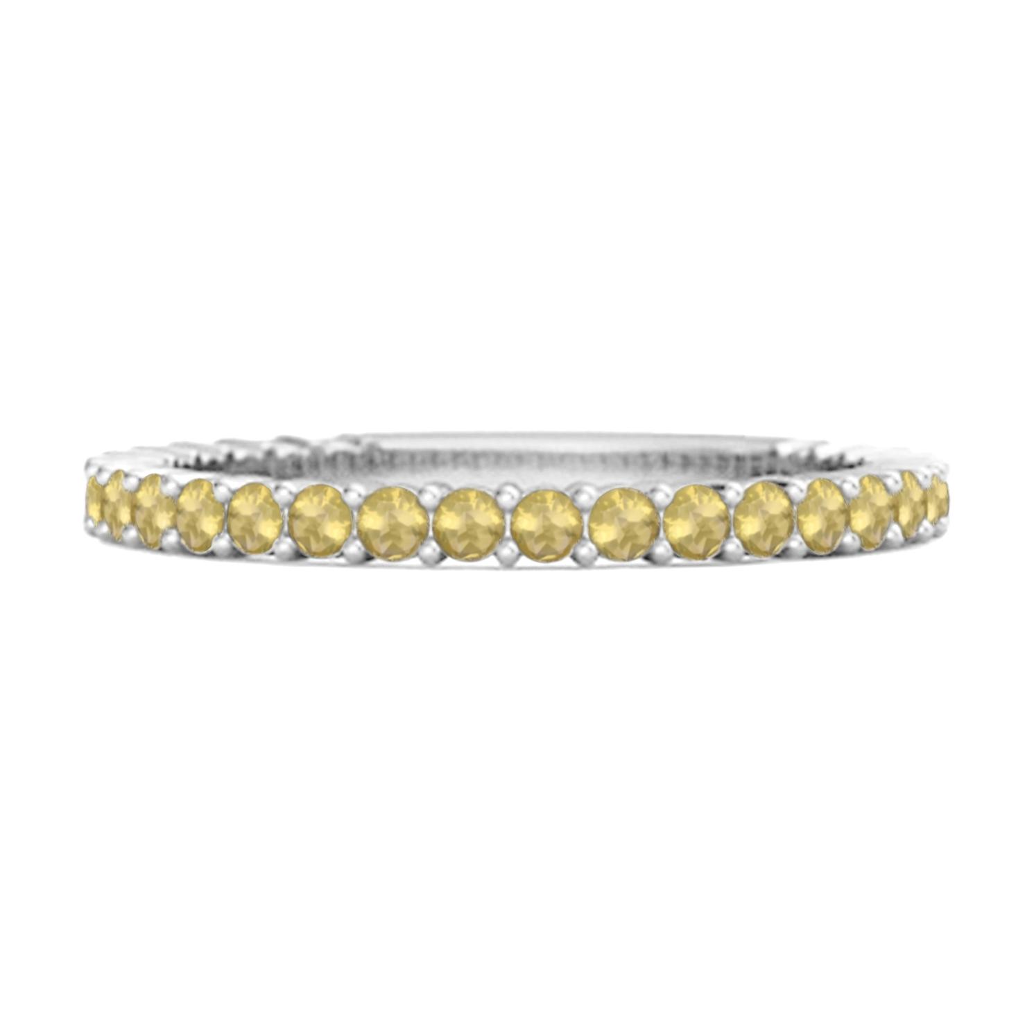 Lemon Quartz Eternity Band Ring - 925 Sterling Silver 10