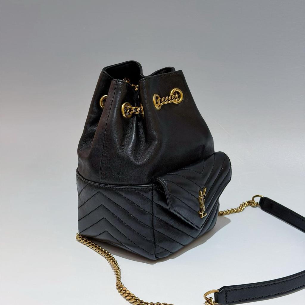 [Pre-Owned] Saint Laurent Joe Chevron Bucket Bag 'Black' - Excellent #PBMPZQ