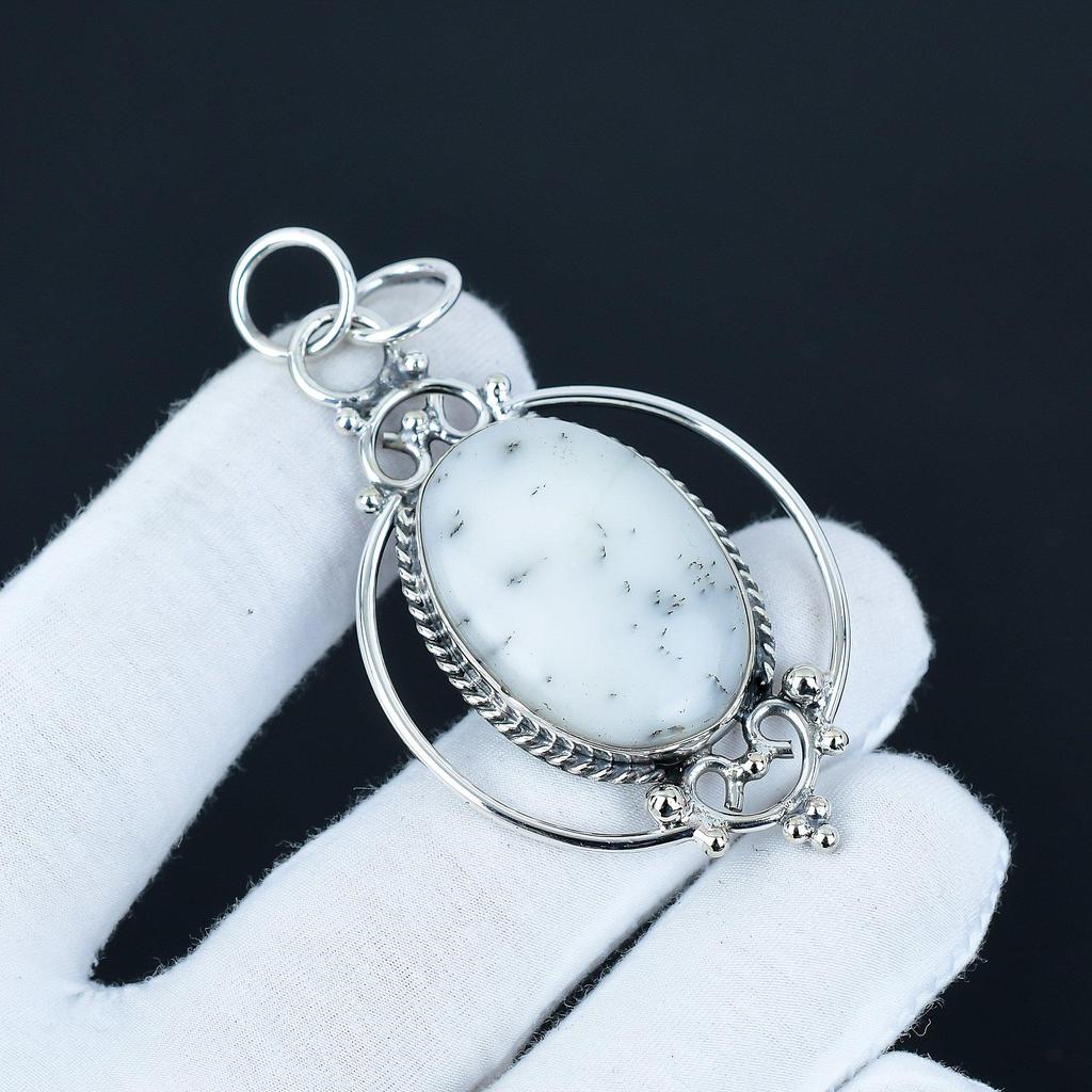 Dendrite Opal Pendant, 925 Sterling Silver Handmade Jewelry, Dendrite Opal Silver Pendant, Party Wear Jewelry For Women's, Pendant Halloween Jewelry
