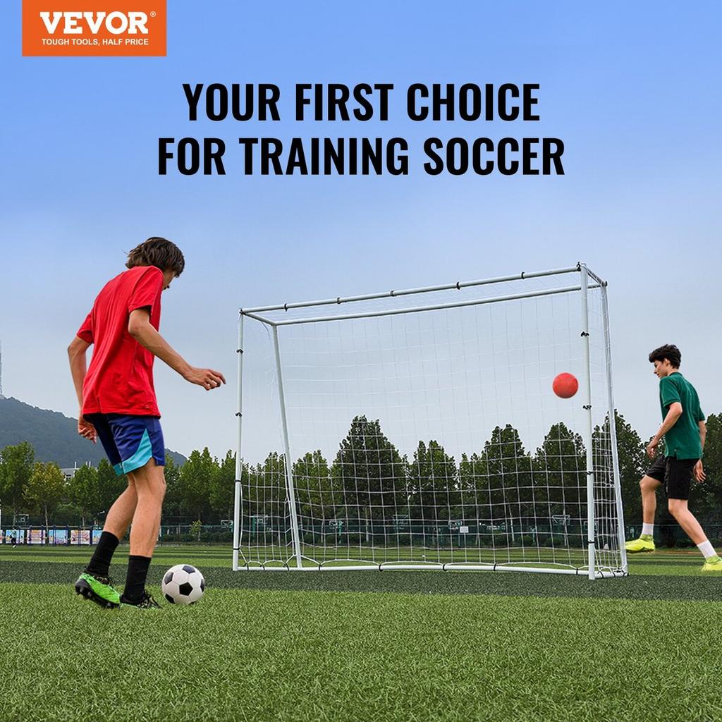 Soccer Rebound Trainer, 8x6FT Iron Soccer Training Equipment, Sports Football Rebounder Wall with Double-Sided Rebounding Net & Goal, Perfect for
