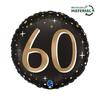 Foil Balloon, Round, 60th Birthday, Black-Gold, - 46Cm