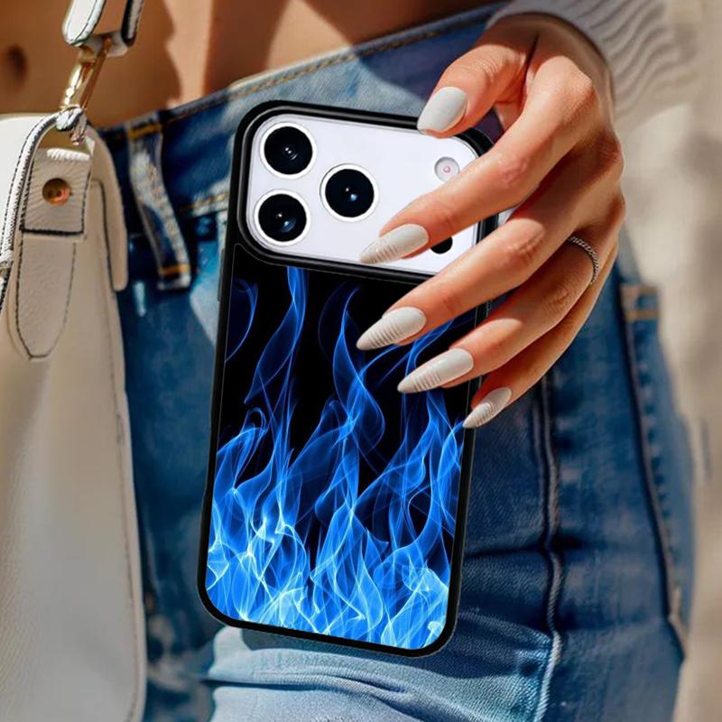 Red Blue Flame Phone Case For iPhone 17 Air 14 15 13 12 Max Cover For Apple 16e 11 Pro Max Plus Coque