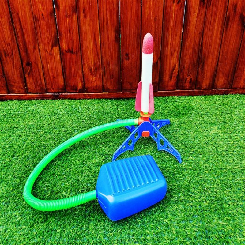 Children Toy Gifts Kids Outdoor Rocket Foot Pump Air Pressing Soaring Suit Jumps Powered Launcher Game Kid Friendly Entertaining Fun Play Safe