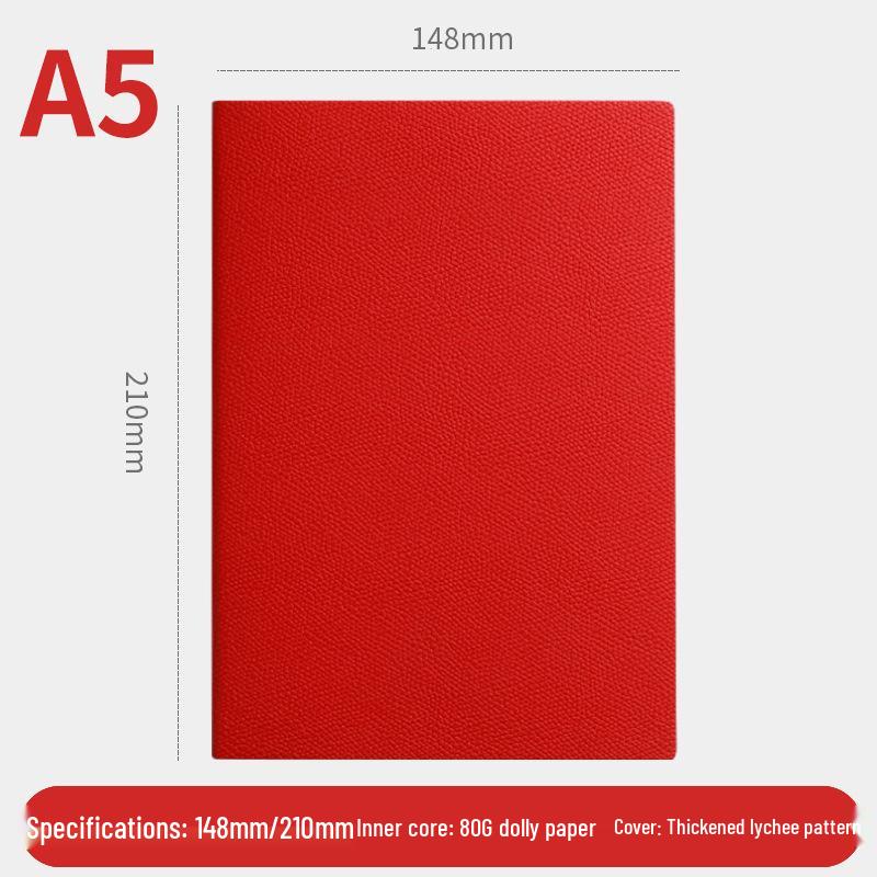 Large Lychee Pattern A5 Notebook with Soft Leather Cover and Custom Logo