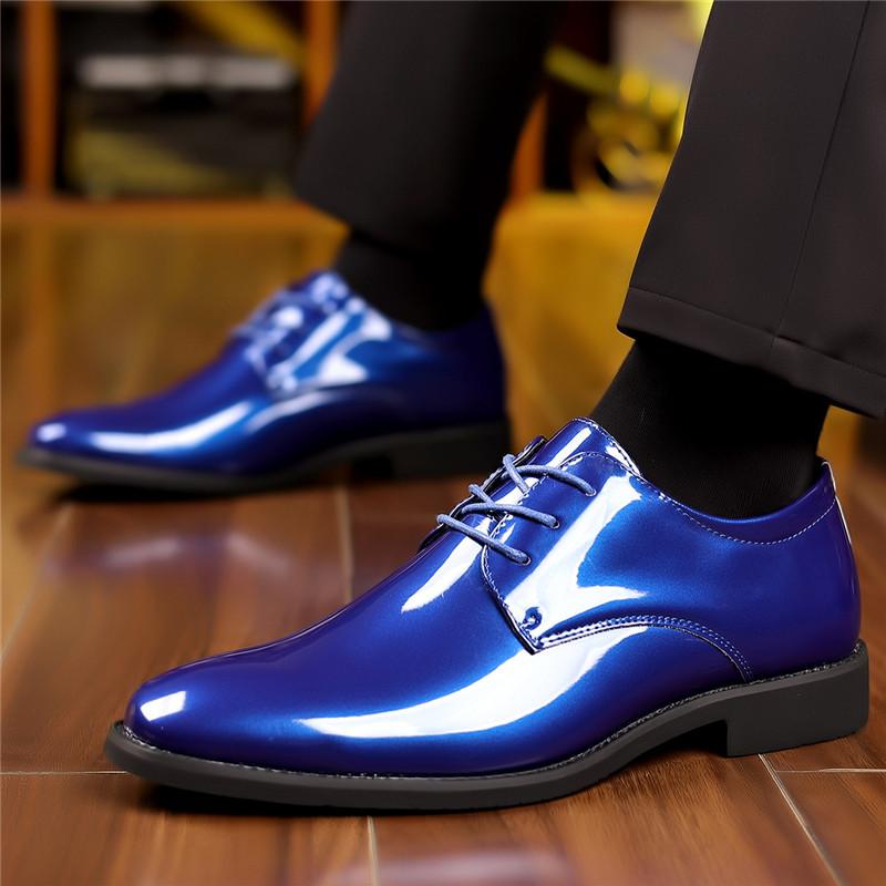 New Fashion Male Pointed Patent Leather Glazed Lace-up Dress Formal Oxford Shoes For Men Homecoming Wedding Party Footwear