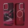 Abstract Landscape Relief for MagSafe Phone Case for iPhone 16 15 14 Pro Max 17 Wireless Charge Alloy Lens Shield Hard PC Cover