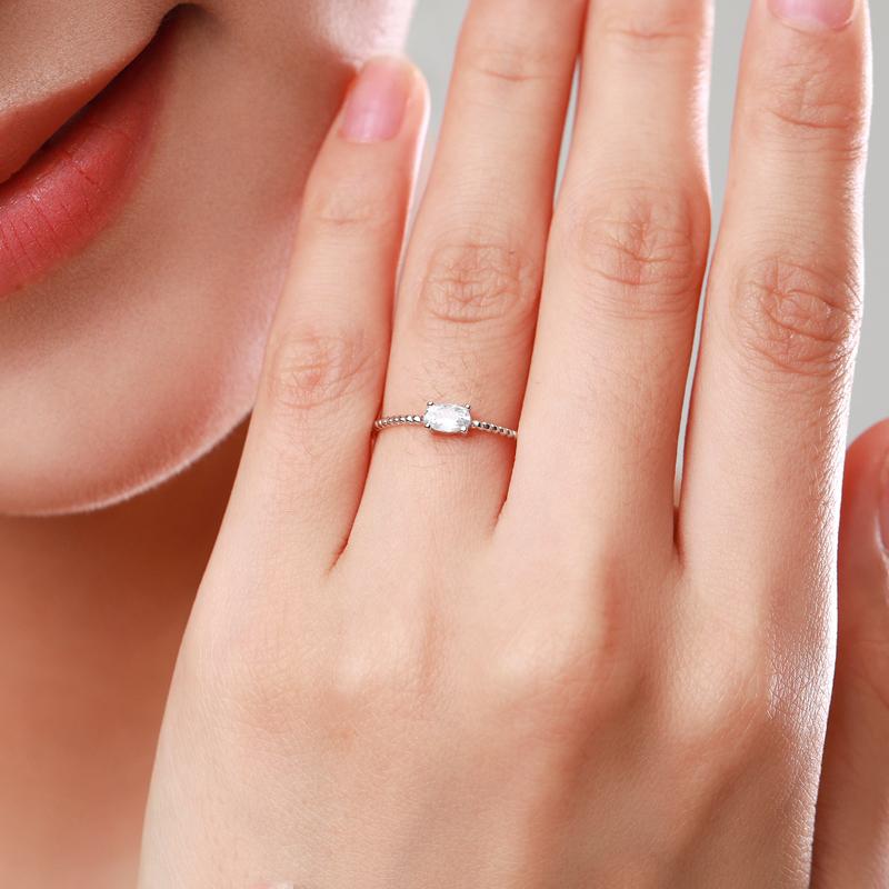 MODIAN Simple Twist Thin Gold Color Rings 925 Sterling Silver Tiny Oval Sparkling Finger Rings For Women Wedding Jewelry