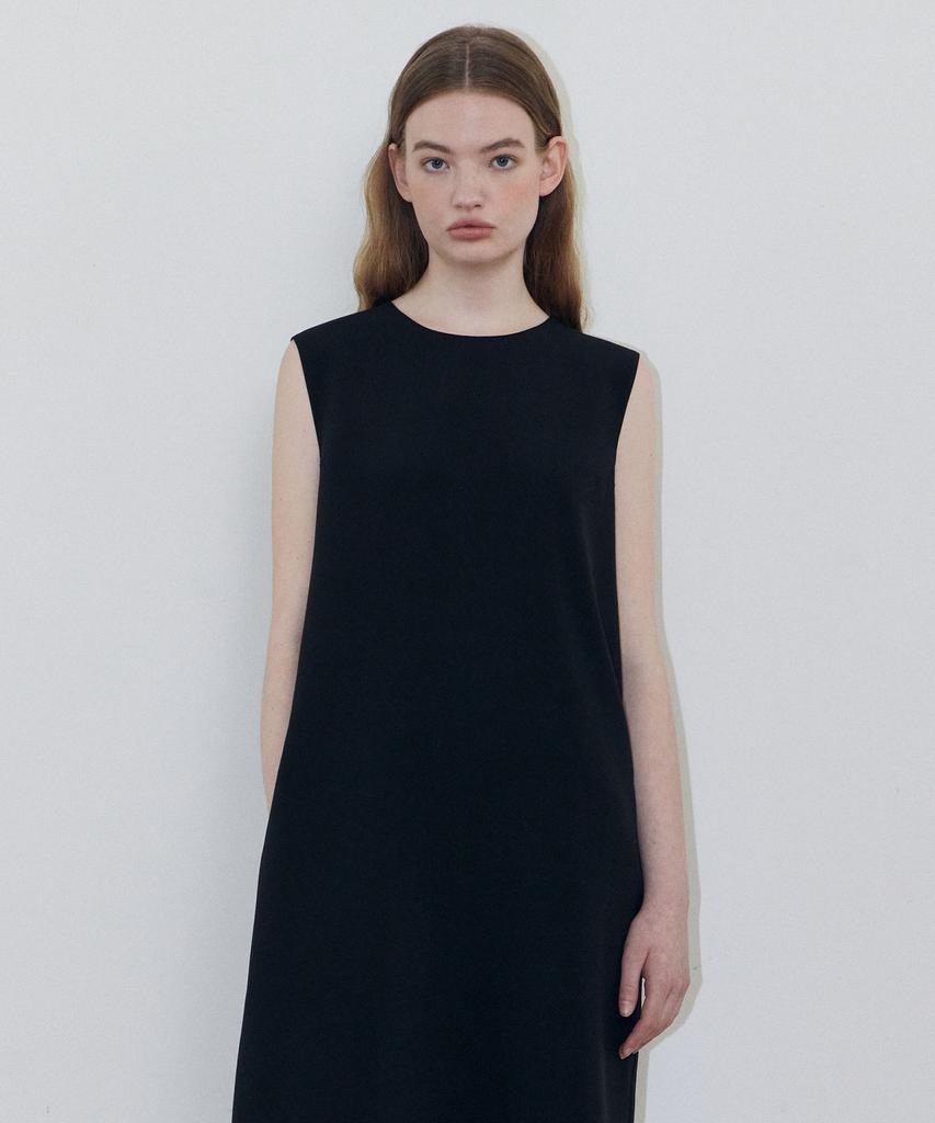 LADY VOLUME Midi Sleeveless Dress (Black)