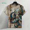 Zomer Rond Hals 3D Japanse Ukiyo-e Patronen Print Top Modieuze Casual Korte Mouw Heren T-shirts