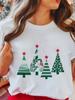 Women's Tops Christmas Short Sleeve Tees Female Summer Beach Funny Cartoon Santa Reindeer Printed T-Shirt Regular Graphic Female